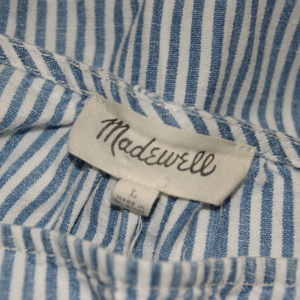 MADEWELL Convertible Chambray Stripe Top sz L - Picture 7 of 12